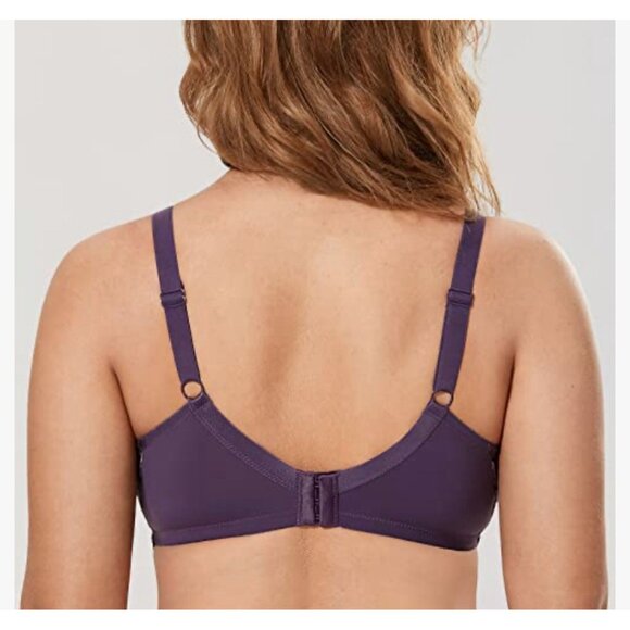 DELIMIRA Women's Full Coverage Non-Foam Floral Lace Plus Size Underwired Bra 34E - Picture 2 of 7